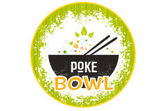 STICKERS 'POKE BOWL' 50mm  500st/rol